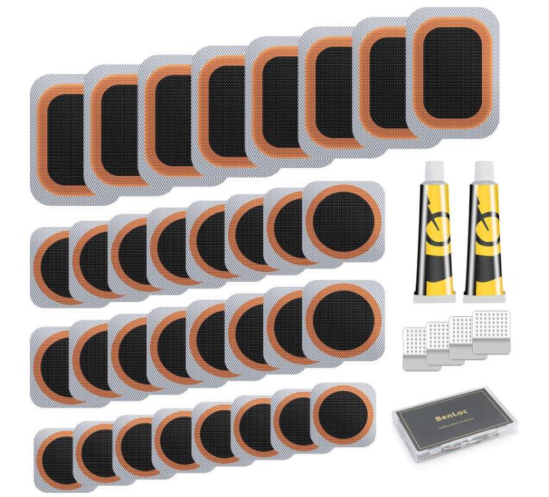 Bicycle Tire Repair Kit with Cold Patch, Glue, and Lever Tools