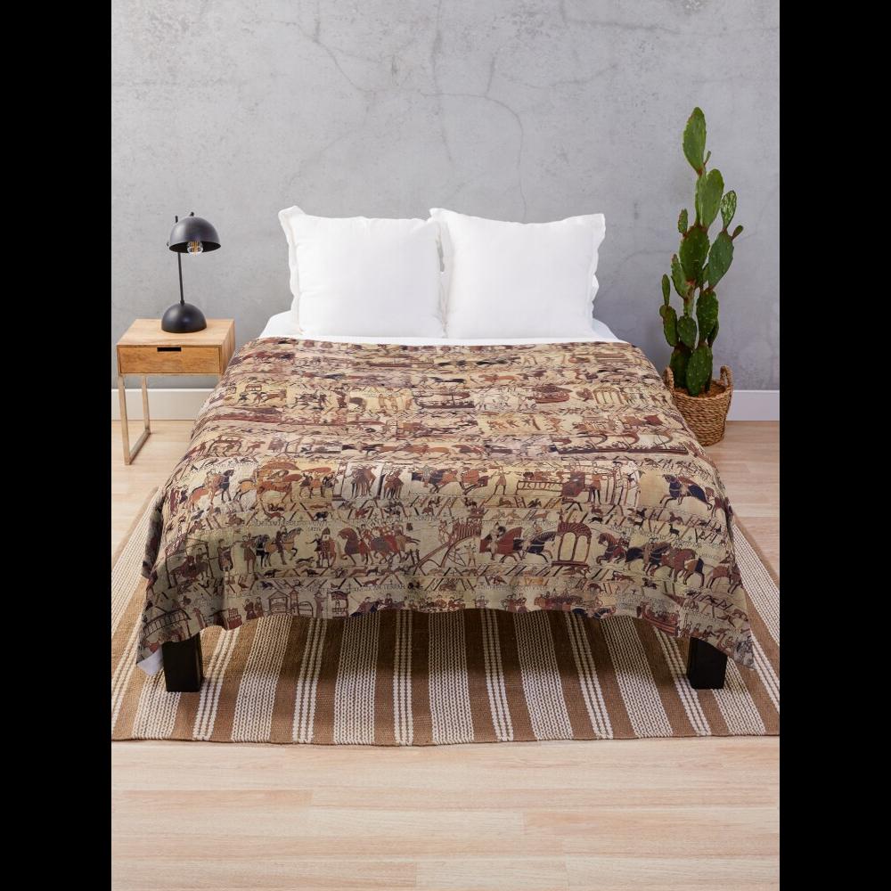 Annier Unisex Bayeux Tapestry Throw Blanket Elegant Home Textile For Cozy Living Room Decor Soft And Durable Fleece Material