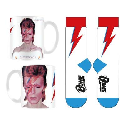 David Bowie Aladdin Sane Blitz Tasse und Socken Set