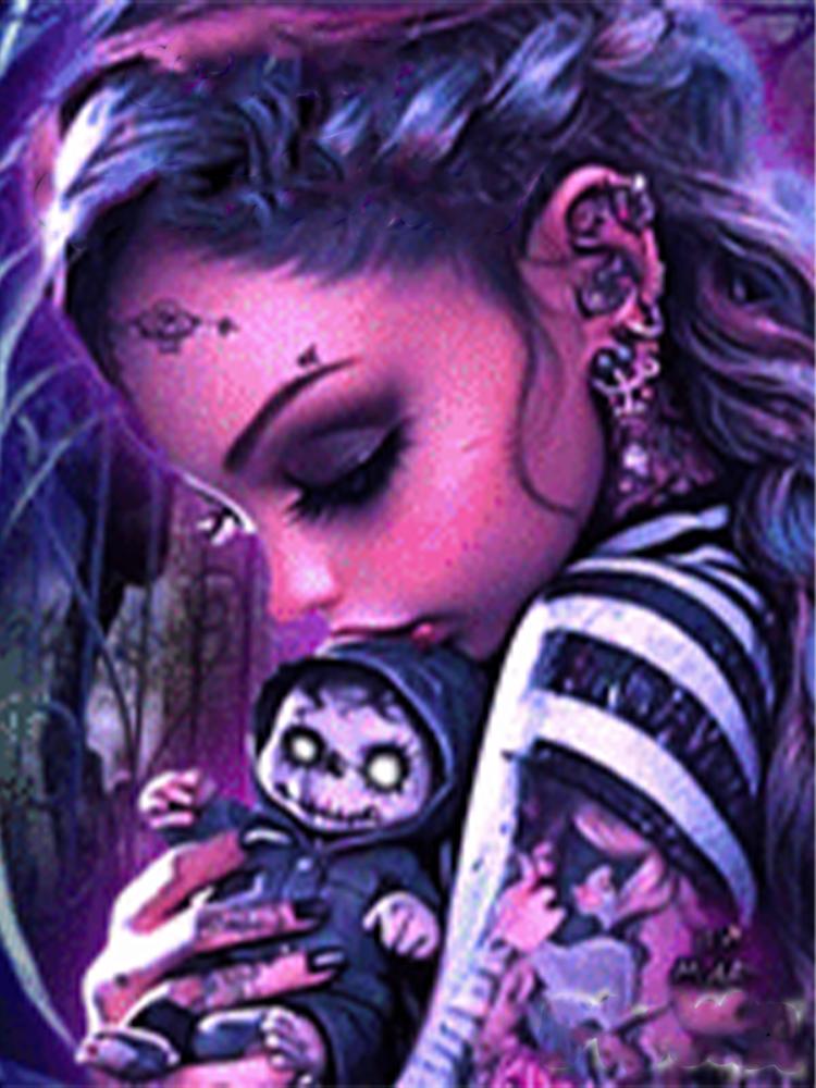 5DDIYGothic Cartoon Girl Diamond Mosaic Square Round Diamond Painting New 2024 Cartoon Fairy Halloween Gift Home Decoration