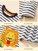 2025 Autumn/Winter Children's Long-Sleeve T-Shirt with Cartoon Lion Embroidery and Floral Design