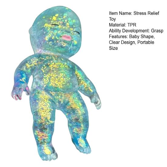 Glitter Babies Stress Relief Toy Slow Rising Anxiety Relieving Mini Baby Squeeze Toy Soft Stretchy Relaxation Stress Ball Fidget Toy