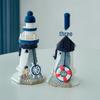 Mediterranean Wooden Lighthouse Figurine - Creative Ocean Decor & Gift