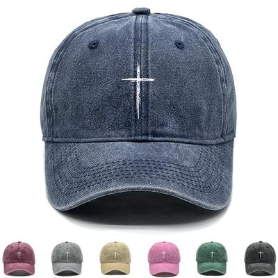 Pure White Cross Print Snapback Baseball Hat, Trucker Hat Leisure Hip Hop Raw Brim Simple Snapback Sun Hat