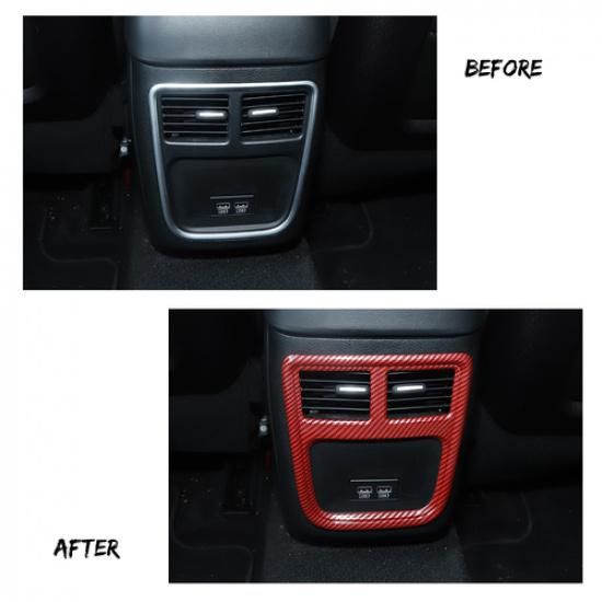 Rear Air Conditioner Outlet Vent Trim Cover for Dodge Charger 2011+ Red Carbon