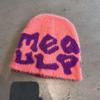 Hat Minimalist Knit Embroidered Letters Meaulp Winter Warmth Protection Earmuff
