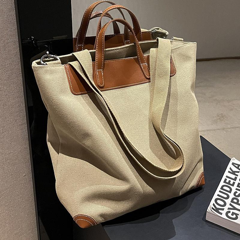 Canvas Bag Women's Large-capacity New Fashion Versatile Autumn and Winter Shoulder Bag Portable Bucket Tote Bag
