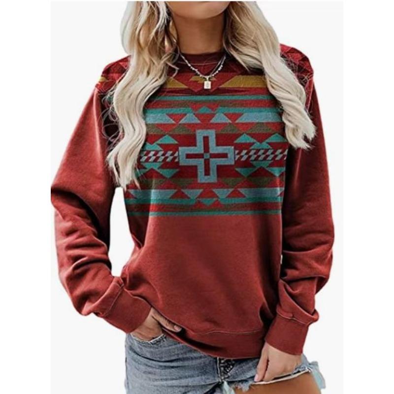 

Женские толстовки с круглым вырезом, модные 3D-принты в ретро-этническом стиле, свободные спортивные костюмы для девочек, свитера с длинными рукавами для девочек, одежда S