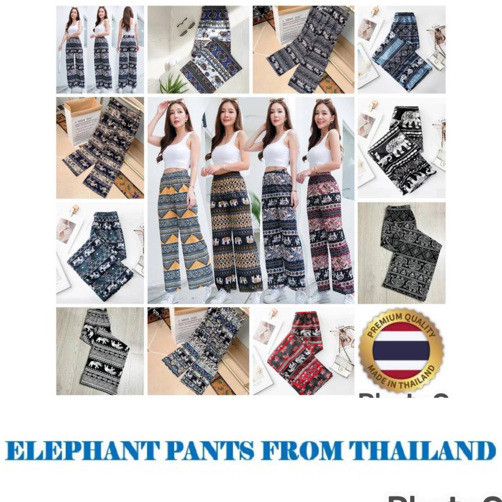 Dlouhé sloní kalhoty Nastavitelný elastický vysoký pas Popruh Volná nohavice Dámský potisk Thajsko Ležérní Streetwear Plážový Bohémský Retro Vintage
