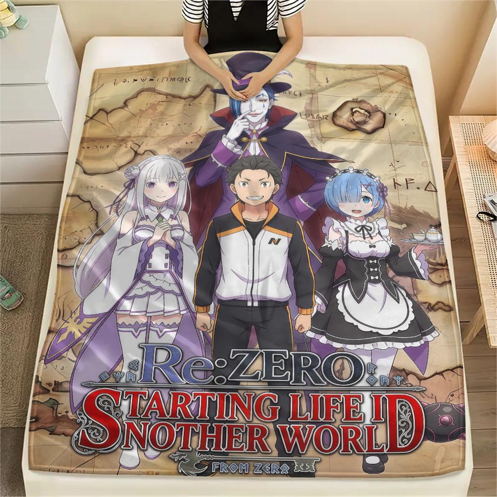 Retro ReZero Starting Life in Another WorldPrint Flannel Blanket, High quality Comfortable for All Seasons, Home Decor, Warmth and Comfort