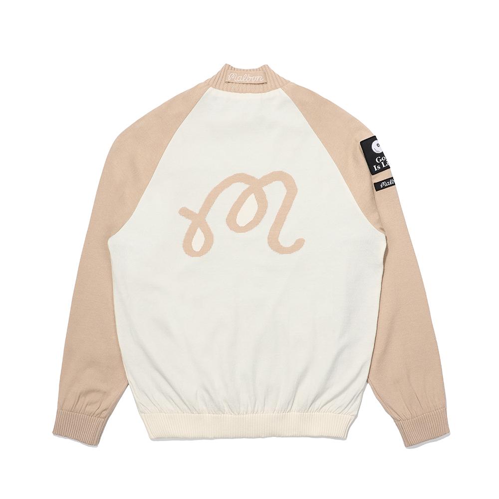 MALBON GOLF M Script Full Zip Sweater Cream (Man)