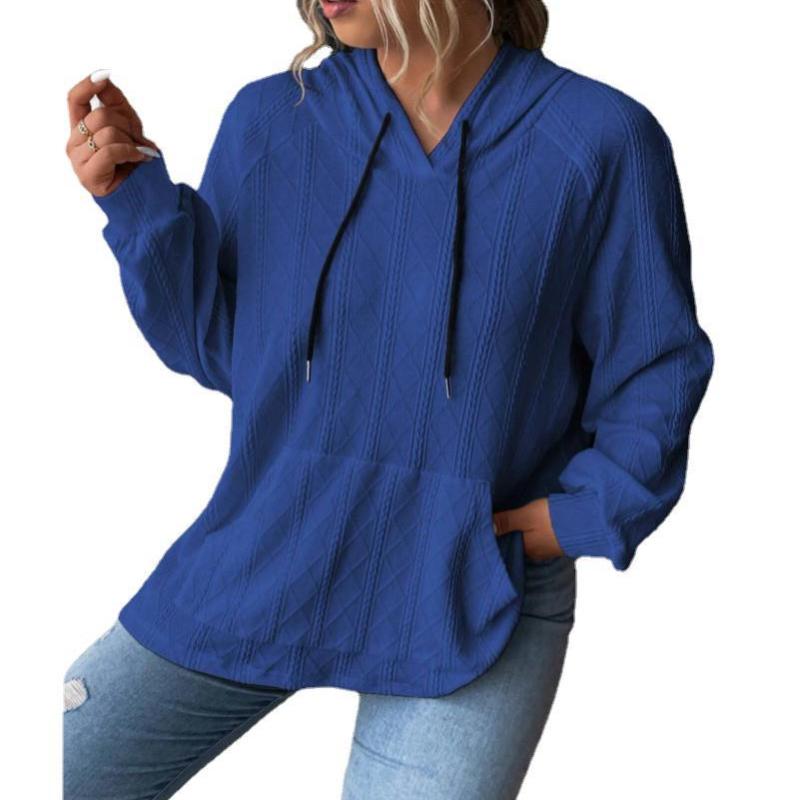 2025 Autumn New Style, Women's Casual Hoodie, Jacquard, Plus Size, Loose Fit, Hooded Hoodie, Autumn and Winter Interior, Simple Design