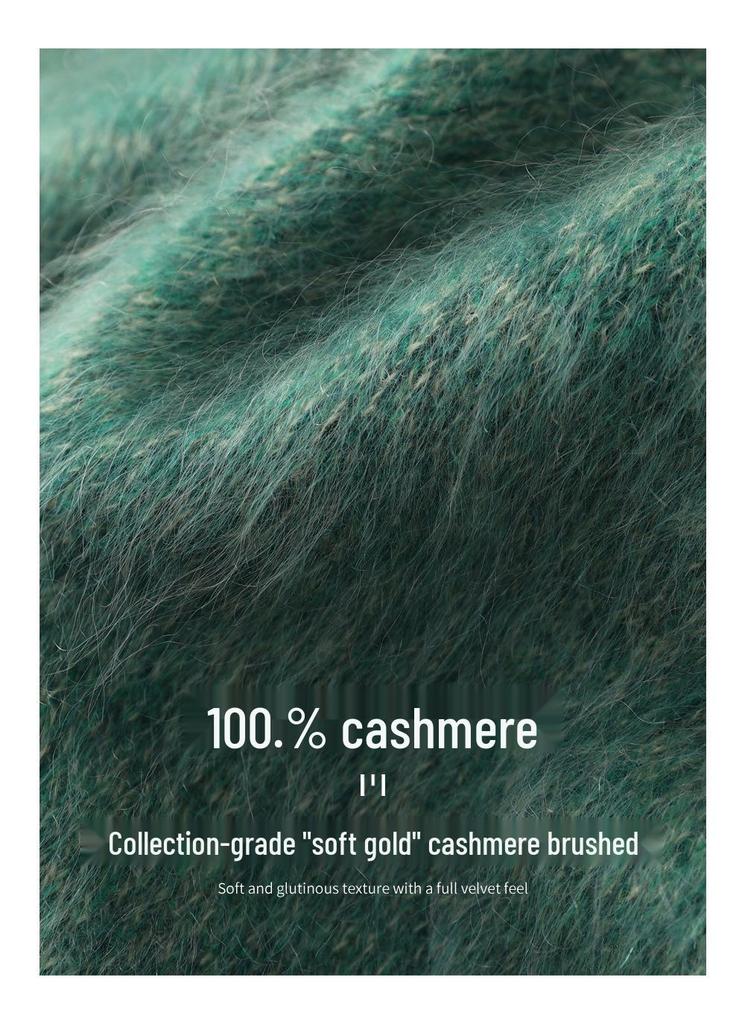 Women's Plus Size Pure Cashmere V-Neck Pullover: Loose Fit, Long Sleeve, Thick Winter Sweater