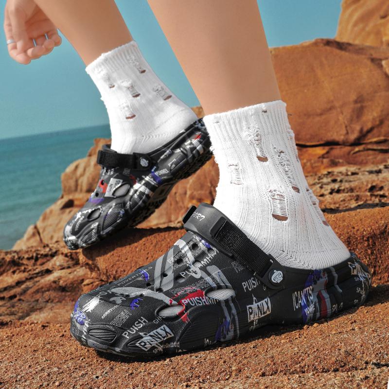 Fashion Summer Men's Upsteam Shoes Slipper Thick-Soled Sandals Non-Slip Garden Clogs Breathable Toe-Cap Slides Casual Beach Slippers