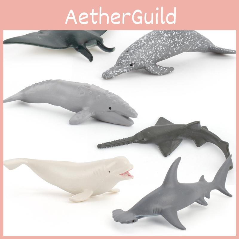 Realistisches Miniatur Delfin Teufelsrochen Beluga Wal Walhai Modell Ozeantier Spielzeug Sammlung