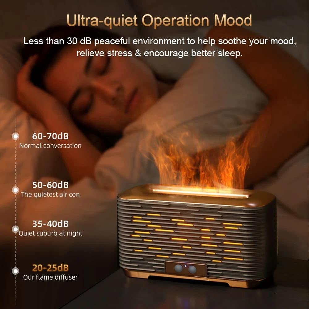 Vzduchový olejový difuzér Depulat Flame Ultra tichý zvlhčovač chladné mlhy Bezvodá ochrana proti automatickému vypnutí Aroma difuzér pro domácí kancelář