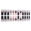 Matte Black French Christmas Press-On Nails With Heart Snowflake Glitter Design Sweet Style Wearable Nail Tips