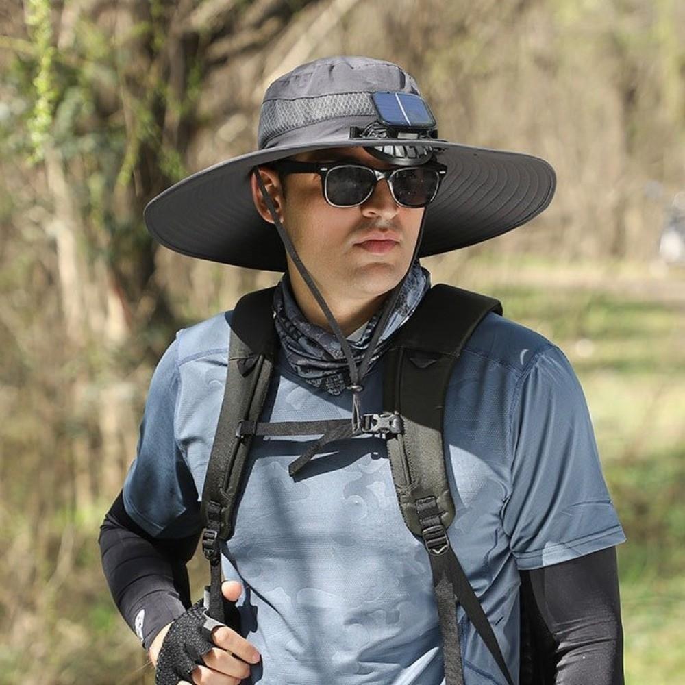 Breathable Solar Fan Hat UV Protection Fishing Bucket Hat Sun Hat with Fan  Hot Weather