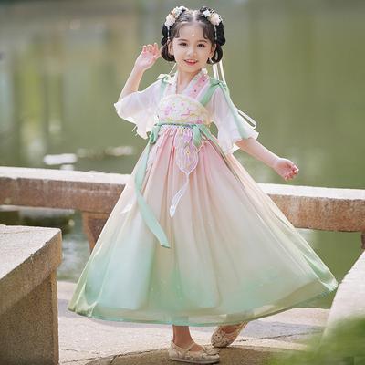 Dívka Hanfu starověký kostým děti Čínský styl holčičí šaty Tang šaty princezna sukně národní kroj děti