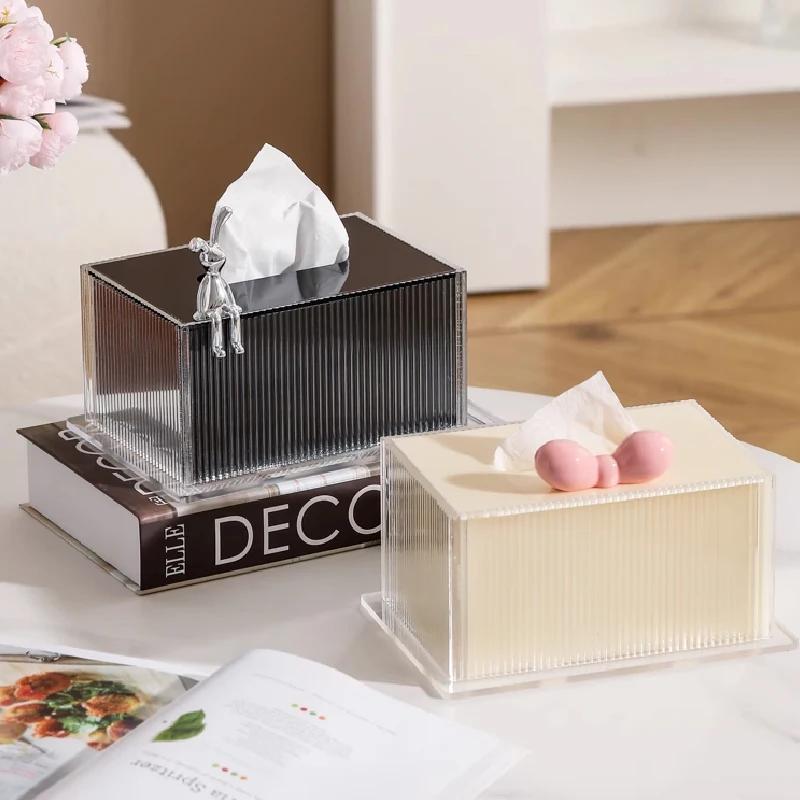 Rectangular Acrylic Tissue Box High-end Desktop Napkin Holder Creative Tissue Box Living Room Coffee Table Restaurant Decoration