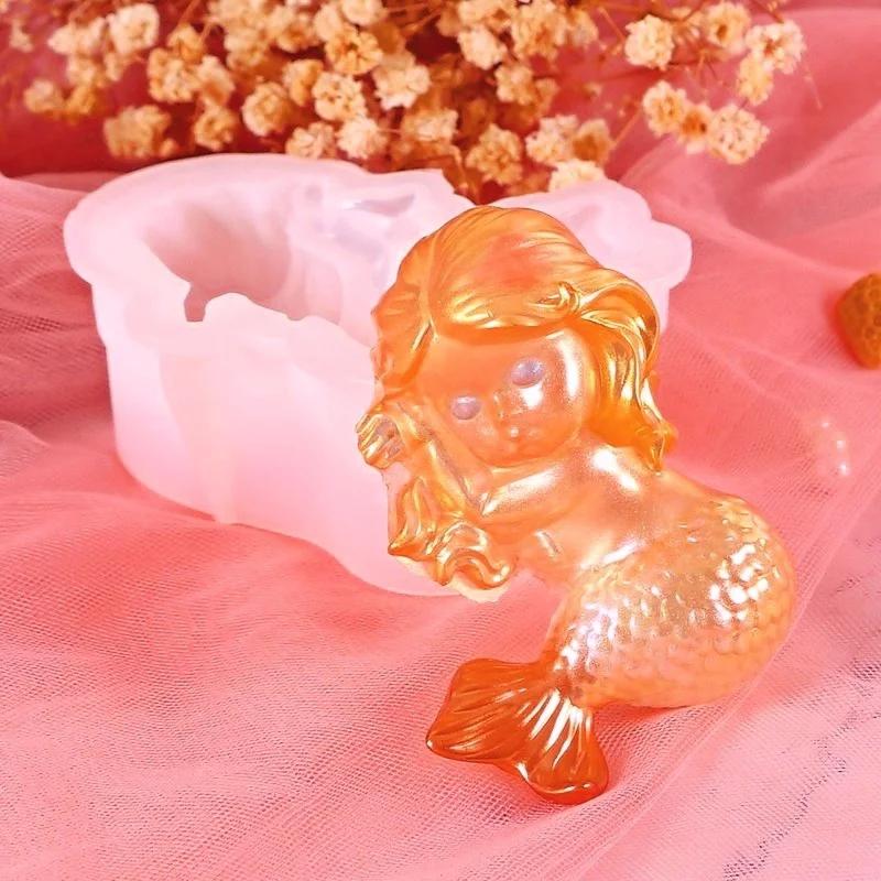DIY Angel/Mermaid Silicone Soap Mold 3D Portrait Plaster Candle Epoxy Resin Making Tool Handmade Chocolate Ice Cube Baking Kit