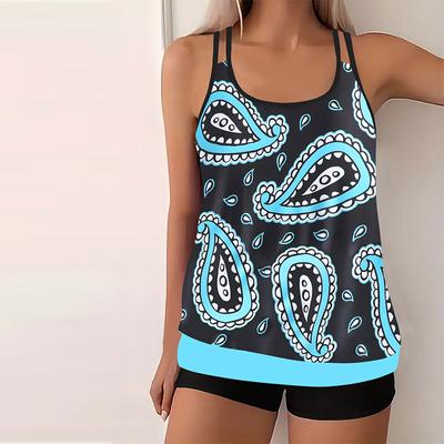 Damen Bademode Tankini 2 Stück Badeanzug Blau Paramecium Urlaub Badeanzüge
