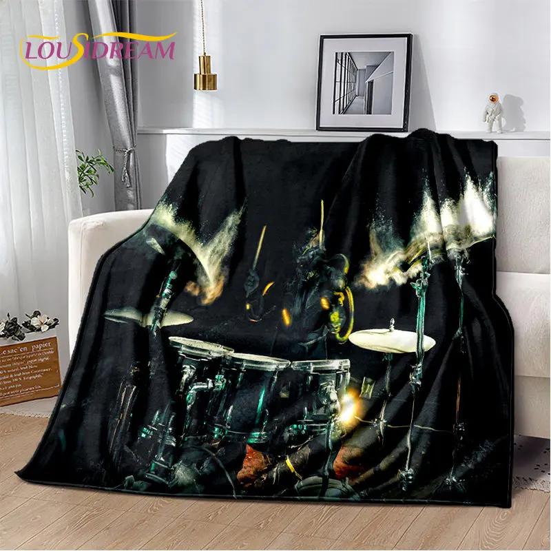 Bateri seti Müzik Aletleri Yumuşak Peluş Battaniye, Flanel Battaniye Atmak Battaniye Oturma Odası Yatak Odası Yatak Kanepe Piknik Örtüsü Çocuklar için