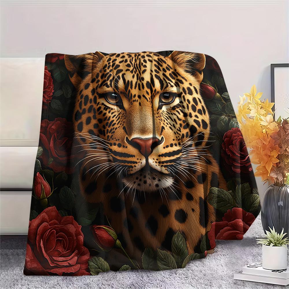 

Leopard Print Flannel Blanket, High quality Comfortable for All Seasons, Home Decor, Warmth and Comfort, Perfect for Christmas Gifts 80cm x 120cm