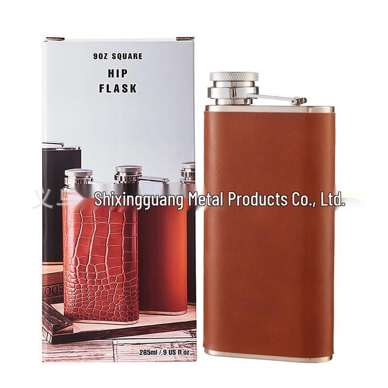 

Портативная фляжка для алкоголя из нержавеющей стали с кожаной отделкой