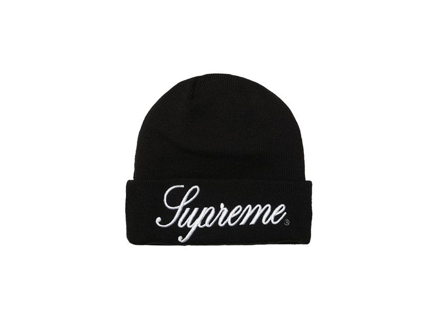 Шапка-бини Supreme New Era с надписью, черная One-Size