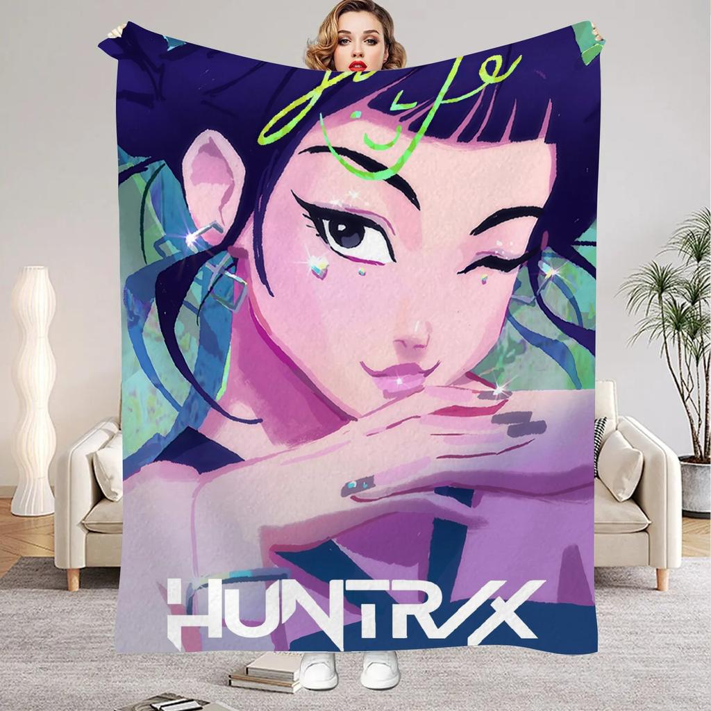 K pop Demon Hunters Blankets Warm Flannel Throw Blanket Winter Girls Boys Living Room Couch Chair Sofa Bed Funny Home Decor