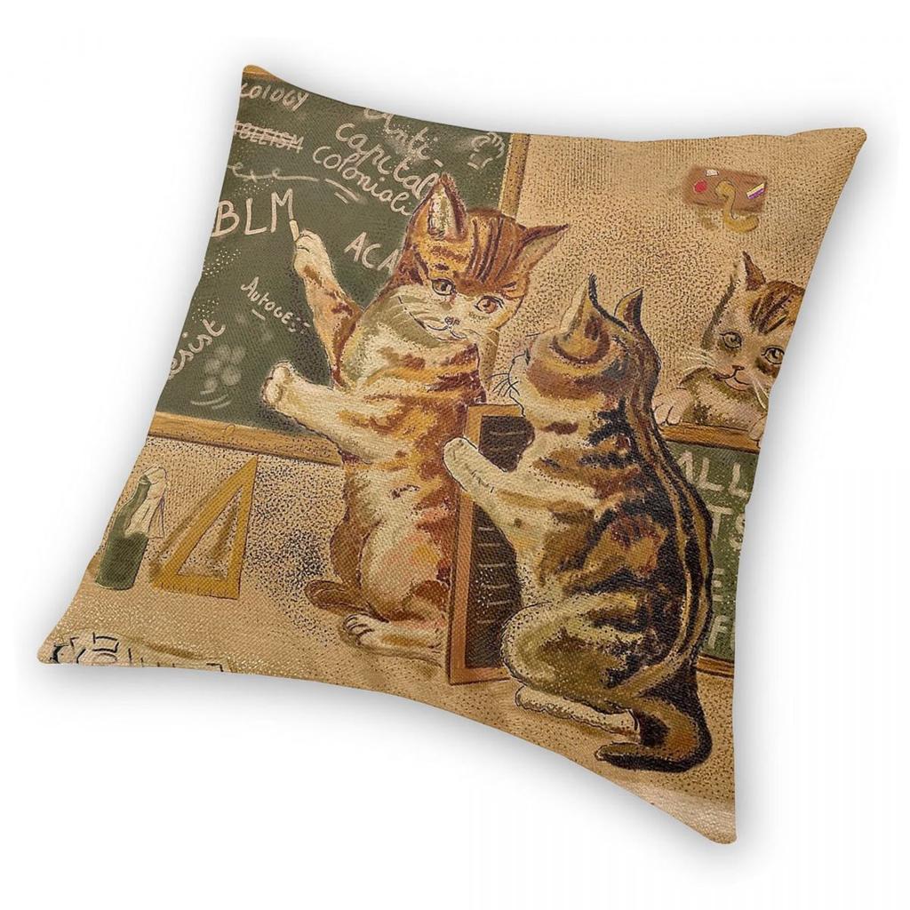 The Lesson Cats Belle Epoque Square Pillowcase Polyester Linen Velvet Creative Zip Decorative Pillow Case Car Cushion