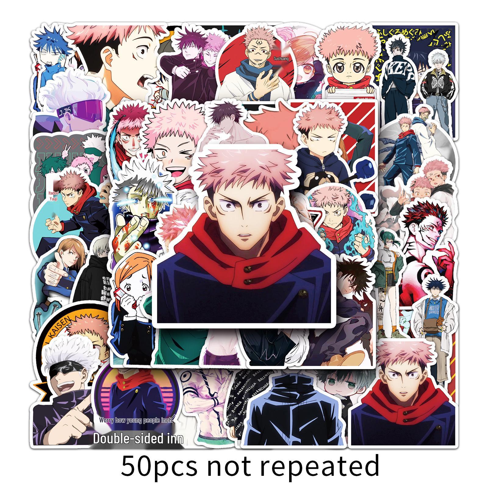 

50 аниме-стикеров Jujutsu Kaisen для чемоданов, бутылок для воды, мотоциклов, скейтбордов и автомобилей