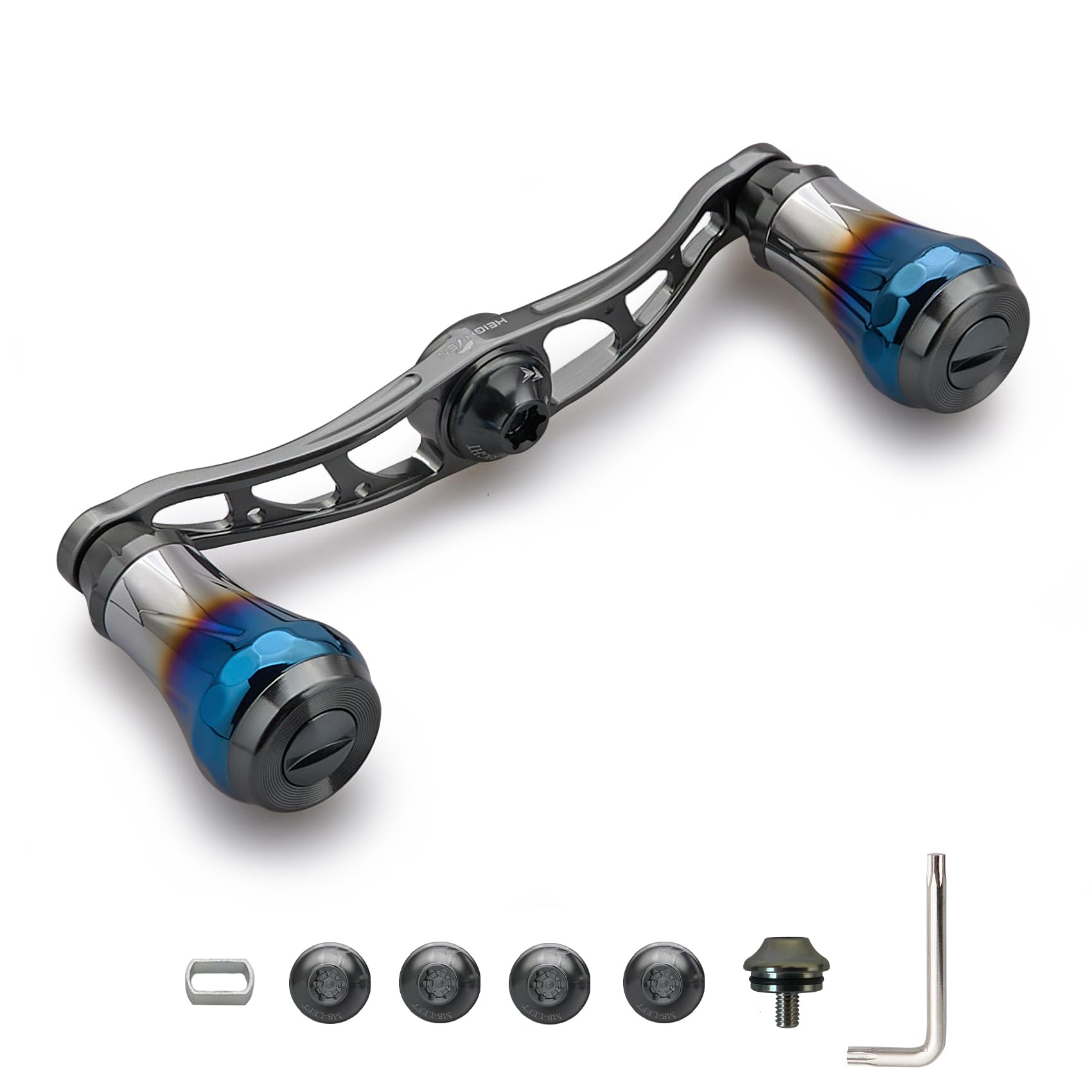 

HEIGHTEN Bait Reel Handle for Abu Aviation Aluminum Aurora Series Dark V2.0 90mm/105mm/115mm Shimano, Daiwa, Garcia, (V2.0-90mm - Gray) (0031)