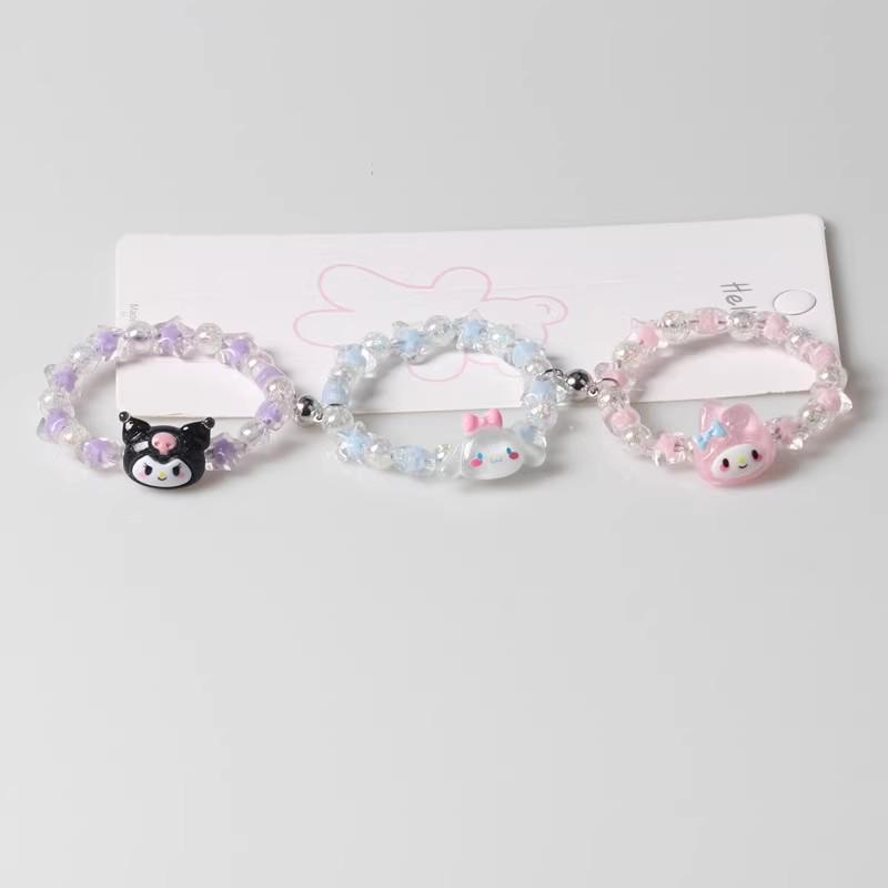 Sweet Crystal Beaded Couple's Magnetic Bracelets with Cinnamoroll & Kuromi - Perfect Bestie Gift