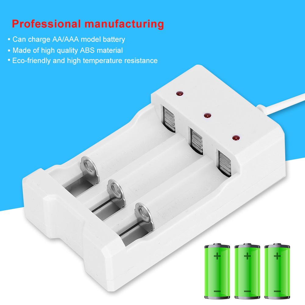 A03 White ABS Eco Friendly High Temperature Resistance 3 Slot USB Charger Charging for Aa AAA Battery