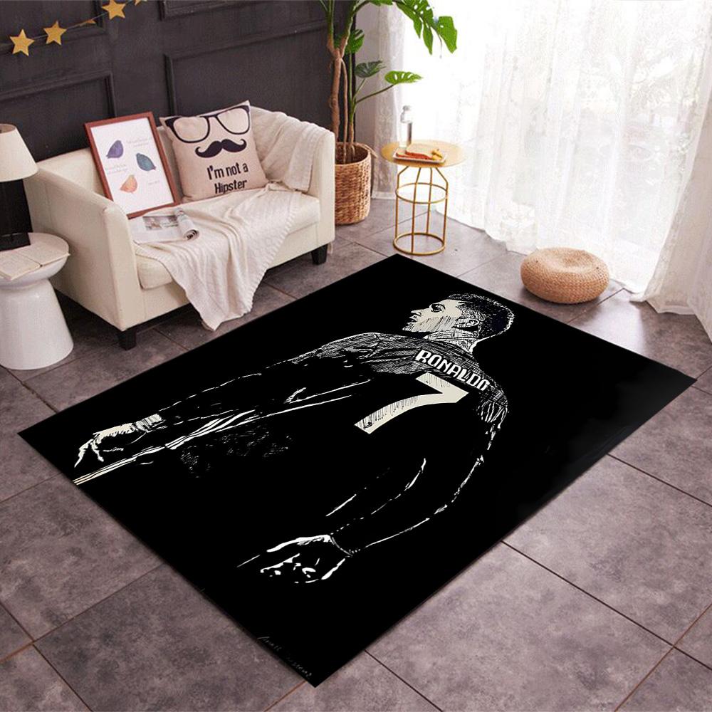 Ronaldo's Legendarische Nummer 7 Thema Anti-Slip Vloerkleden - Polyester Woondecoratie, Geschikt voor Slaapkamers, Woonkamers, Entrees, Studio's en Decoraties