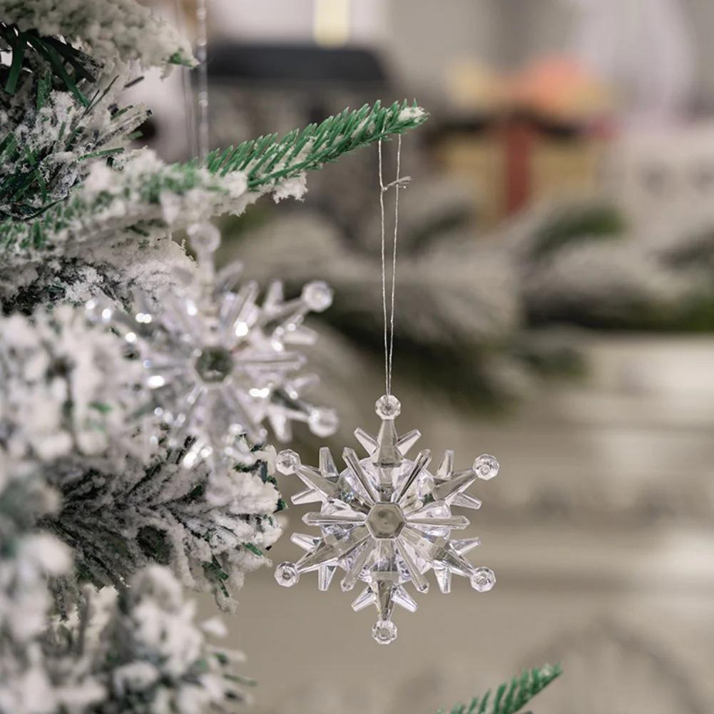 24 Stück Acryl Transparente Schneeflocken Ornamente für Weihnachtsbaum Winterurlaub Saisonale Hängedekorationen Innen- und Außenbereich