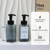 Foaming Soap Dispenser, 4 Pack Refillable Foam Soap Dispenser (Dark Grey) with 20 Pcs Waterproof Labels, Plastic Hand Soap Dispenser Pump Bottle