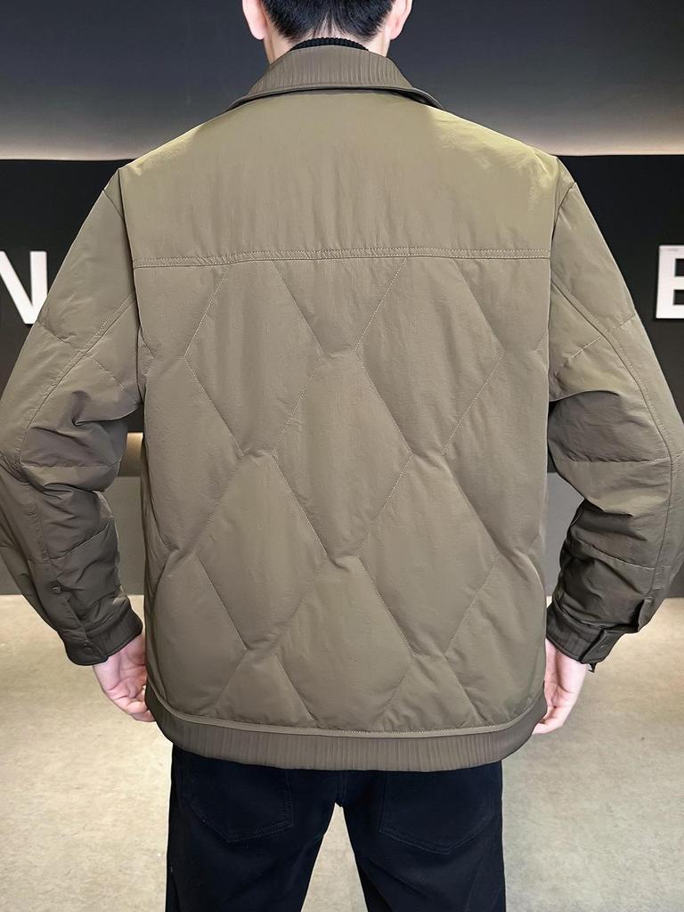 Men's Winter Lightweight Trendy Korean-Style Casual Down Jacket with Shirt Collar.