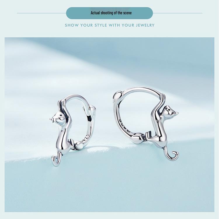 Avle S925 Sterling Silver Cat Ear Stretch Earrings