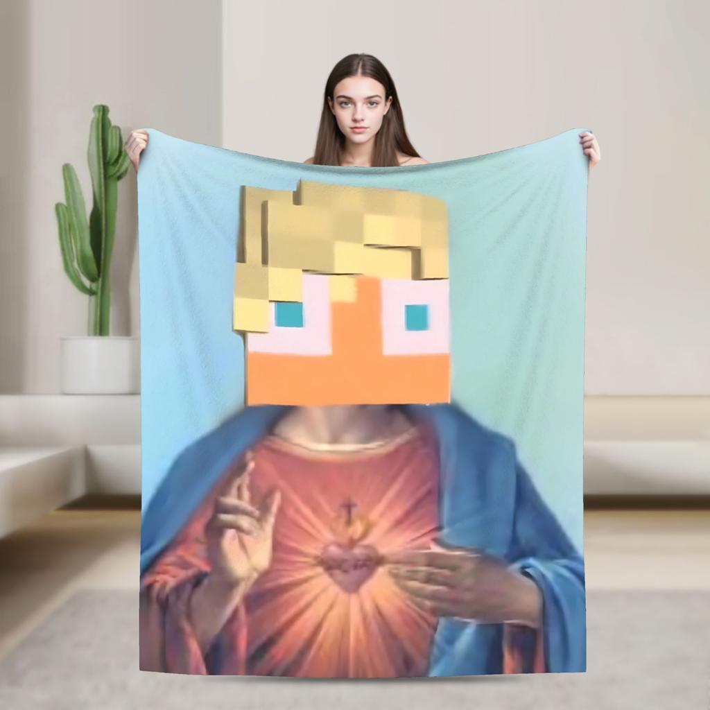 Pig Pixel Game Blanket Quality Warm Soft  Throw Blanket Winter Picnic Couch Chair Sofa Bed Novelty Bedspread