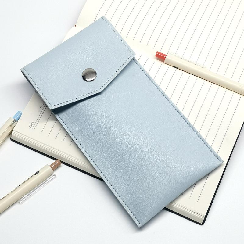 Pu Leather Pencil Case Storage Bag Student Glasses Portable Stationery Bag Large-Capacity Business Office Pen Storage Bag
