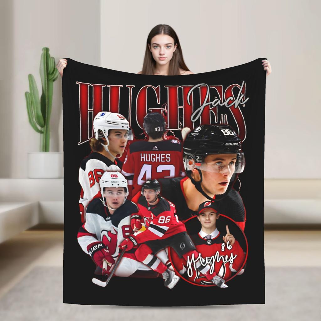 Jack Hughes USA Goldmedaille Hockey Decke Flanell Textil Dekor Multifunktionale Warme Überwurfdecke für Bettwäsche Auto Tagesdecke
