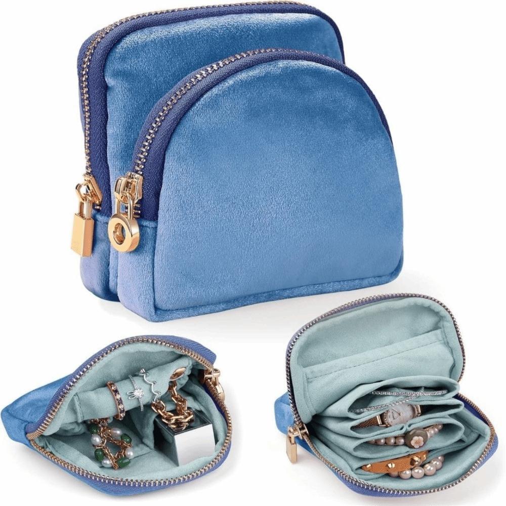 Soft Velvet Travel Jewelry Case Slim Size Detachable Jewelry Organizer Partition Jewelry Bag