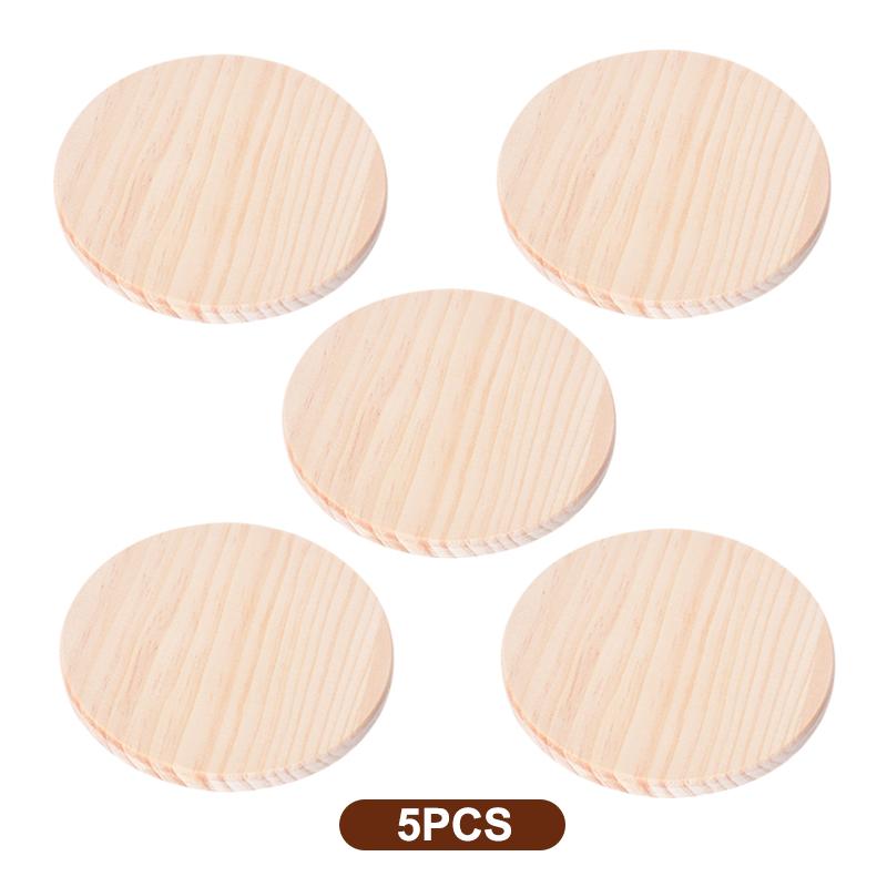 1/3/5Pcs Unfinished Natural Wood Coasters Non Slip Heat Resistant For Home Kitchen Coffee Bar Diy Projects