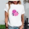 Women's Fashionable Round Neck Casual Retro Print Short Sleeved T-shirt Top