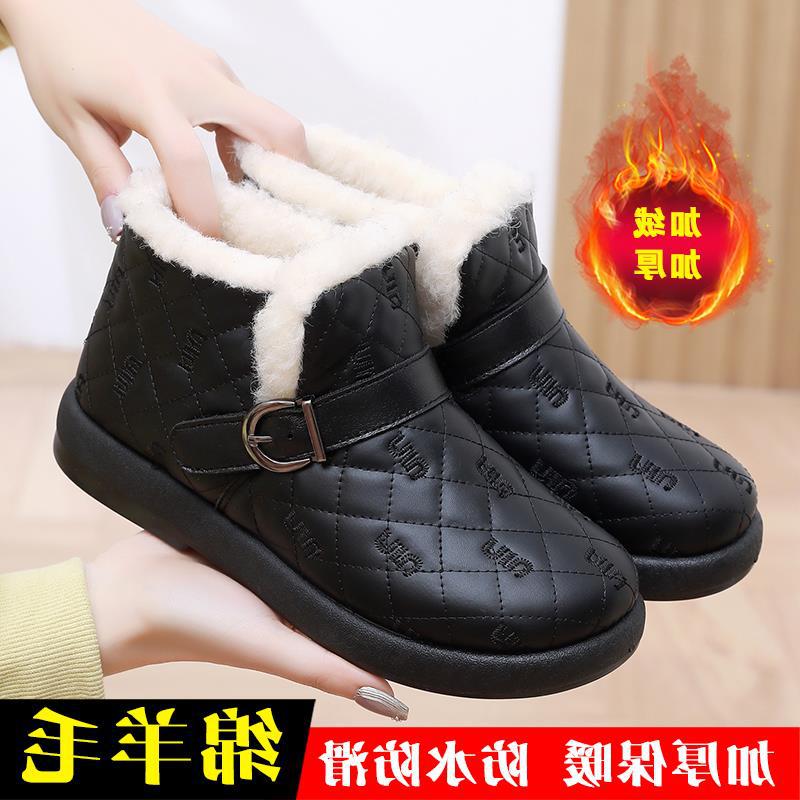 Cotton Shoes Women's New Non-slip Mother Shoes Snow Boots Waterproof Seed Doudou Shoes Thick-soled Velvet Winter Warm Old Beijing