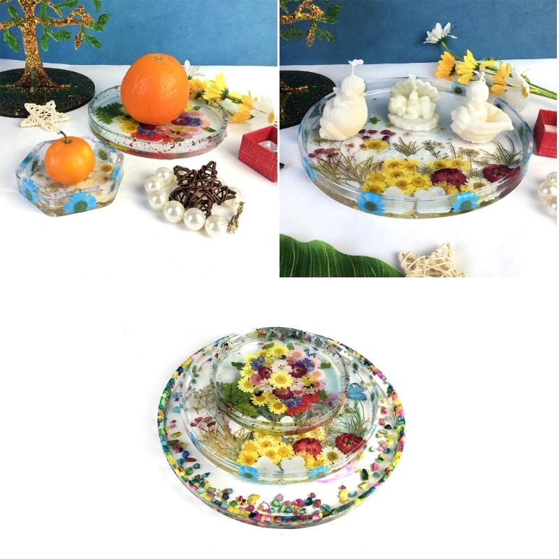 Lagerung Tablett Silikon Form DIY Runde Tablett Form Kristall Epoxidharz Formen Gips Beton Zement Handwerk Gussform