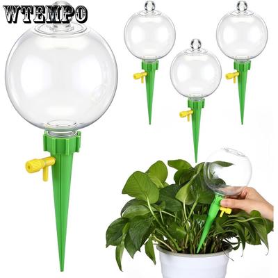 4pcs Plant Plastic Self Watering Globes for Indoor Outdoor Adjustable Plants Plastic Water Bulbs Top Fill Plant Self Watering Planter Insert